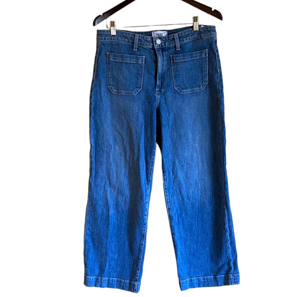 Paige denim Nellie cropped wide leg high rise jeans with patch pockets